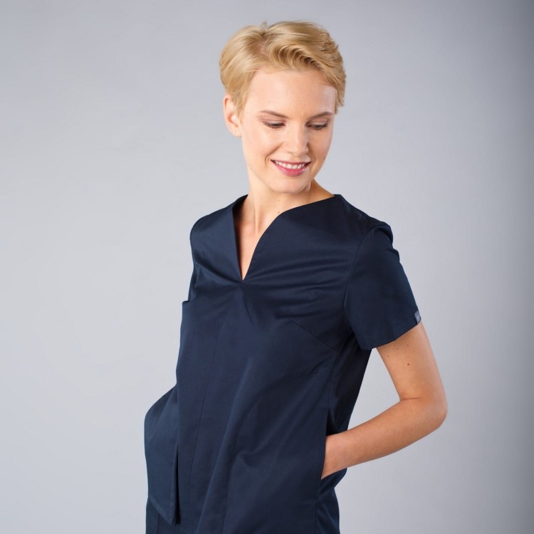 bluza medyczna damska ciemny granat Waves.jpg