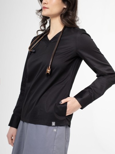 Bluza medyczna Longsleeve Scrub Damski - czarna.jpeg