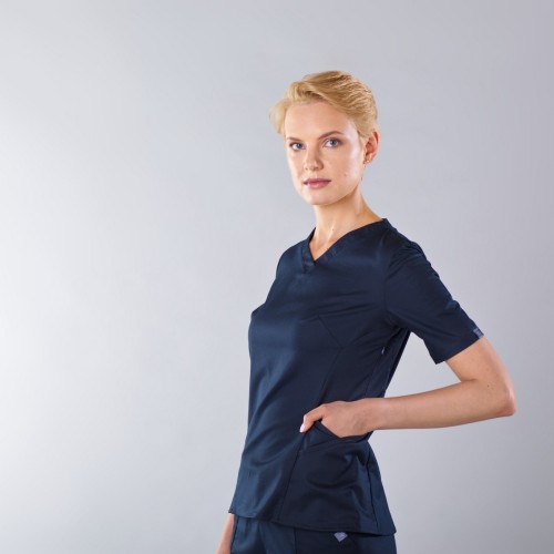 Bluza medyczna damska scrubs V-NECK - granatowa